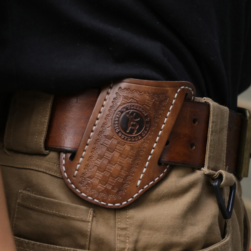 TOURBON Leather Folding Knife Pocket Belt Sheath Camping Gift-Special offer