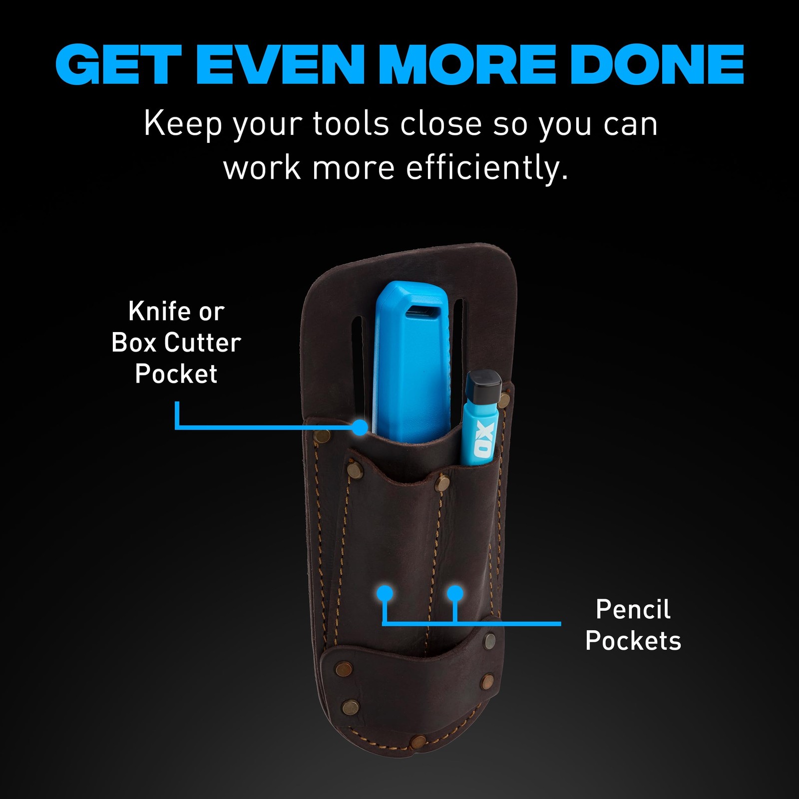 Heavy Duty Utility Knife Pouch Leather Belt Holder Box Cutter Holster Tool