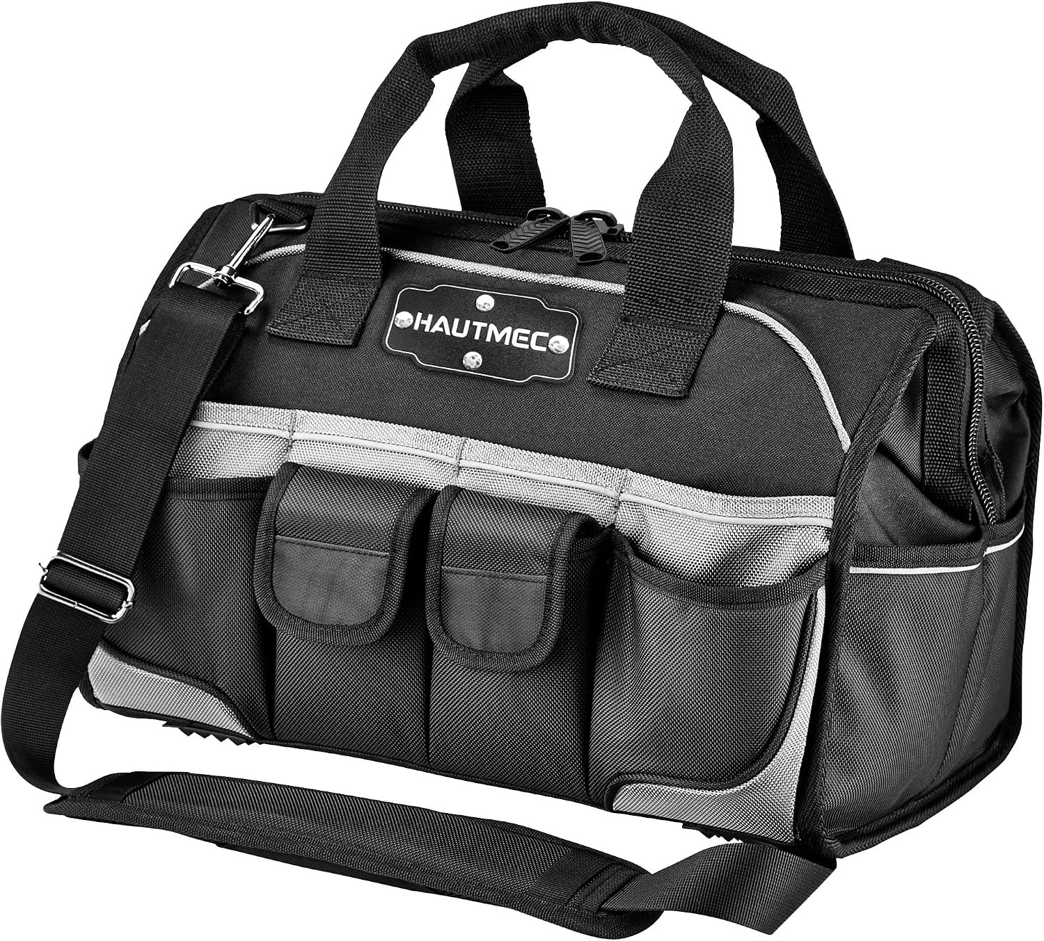 16″ 47-Pockets Tool Bag Heavy-Duty 1680D Wide Mouth Tool Organizer W/ Reinforced
