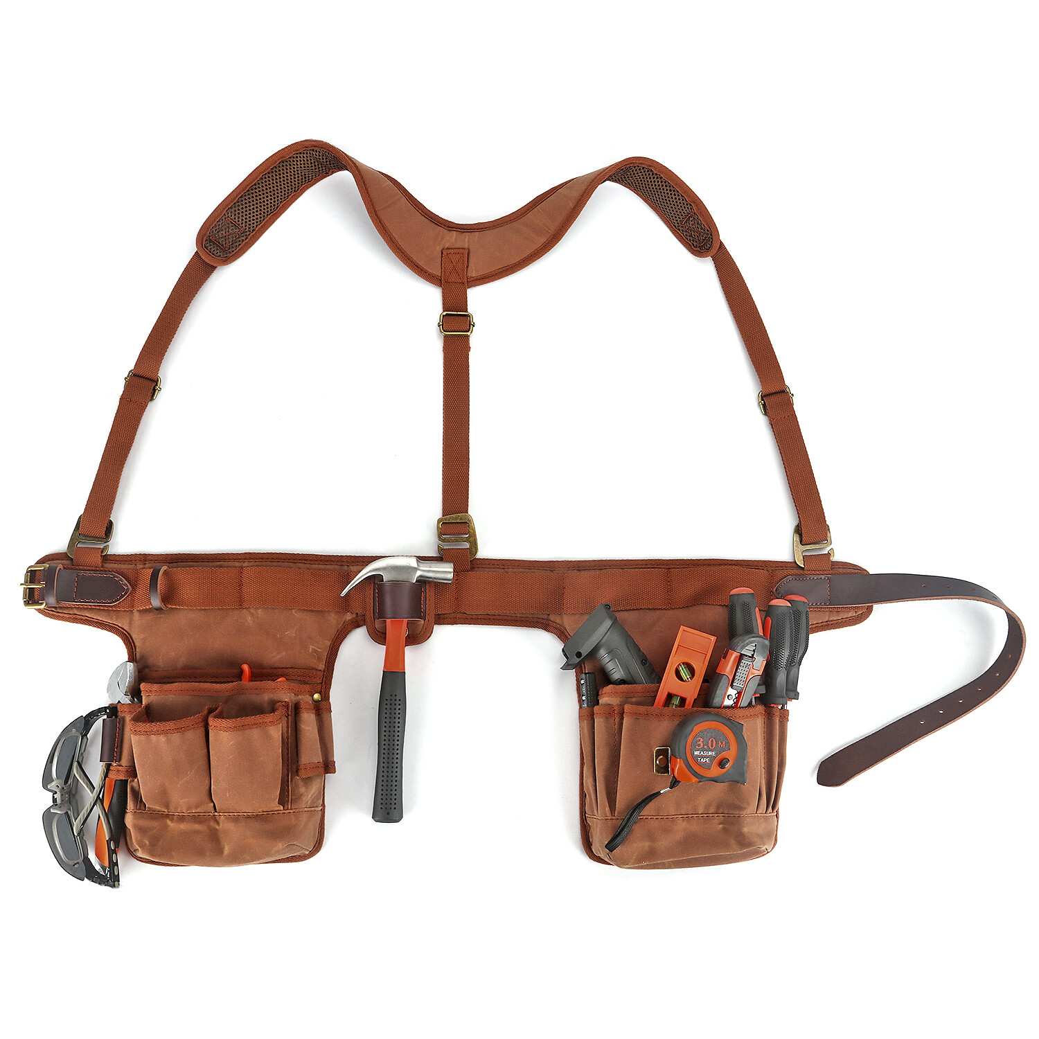 Tourbon Work Tool Belt Suspenders Pouch Heavy Duty Electrician Carpenter Strap