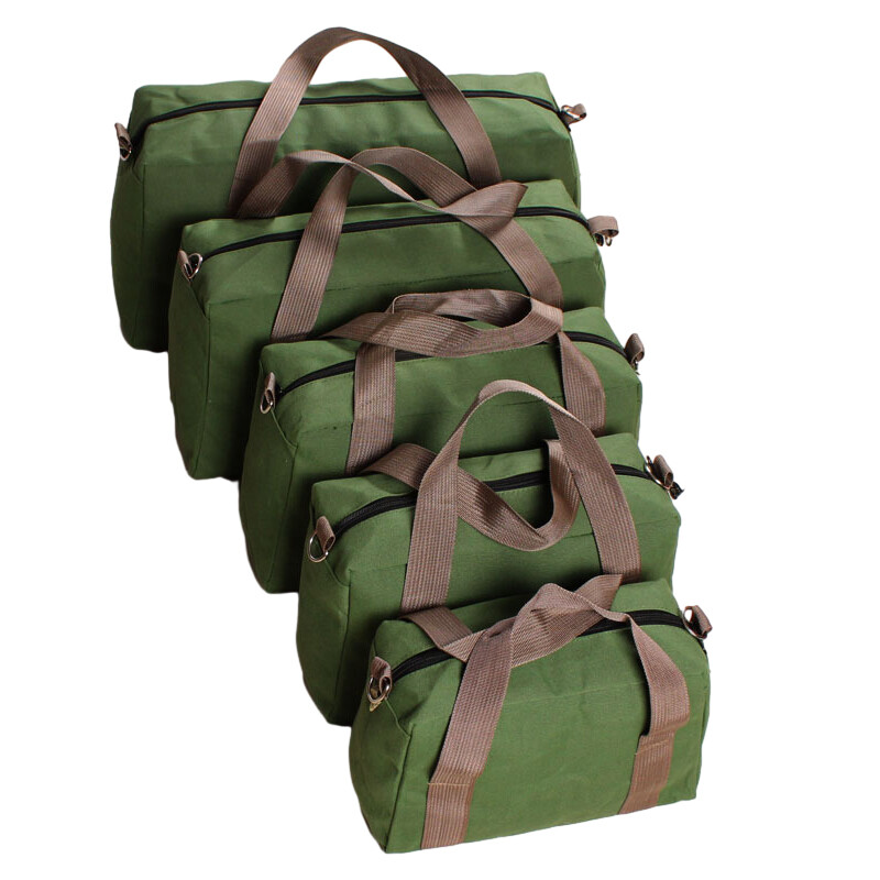 Large Capacity Canvas Tools Bag Heavy Duty Wide Mouth Tool Storage Shoulder Bag.