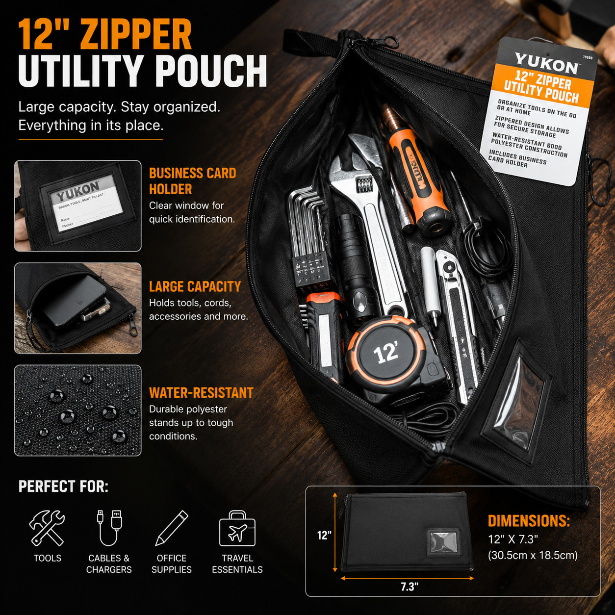 12-Inch Zipper Utility Pouch – Perfect Size