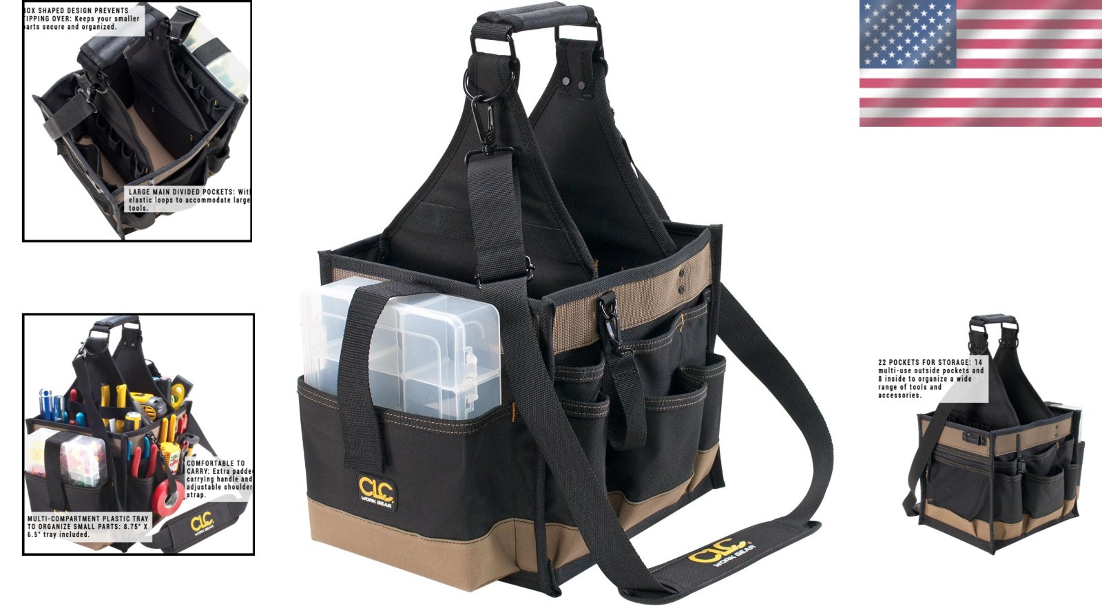 CLC Electrical Tool Bag, Box Design, Multi-Compartment-