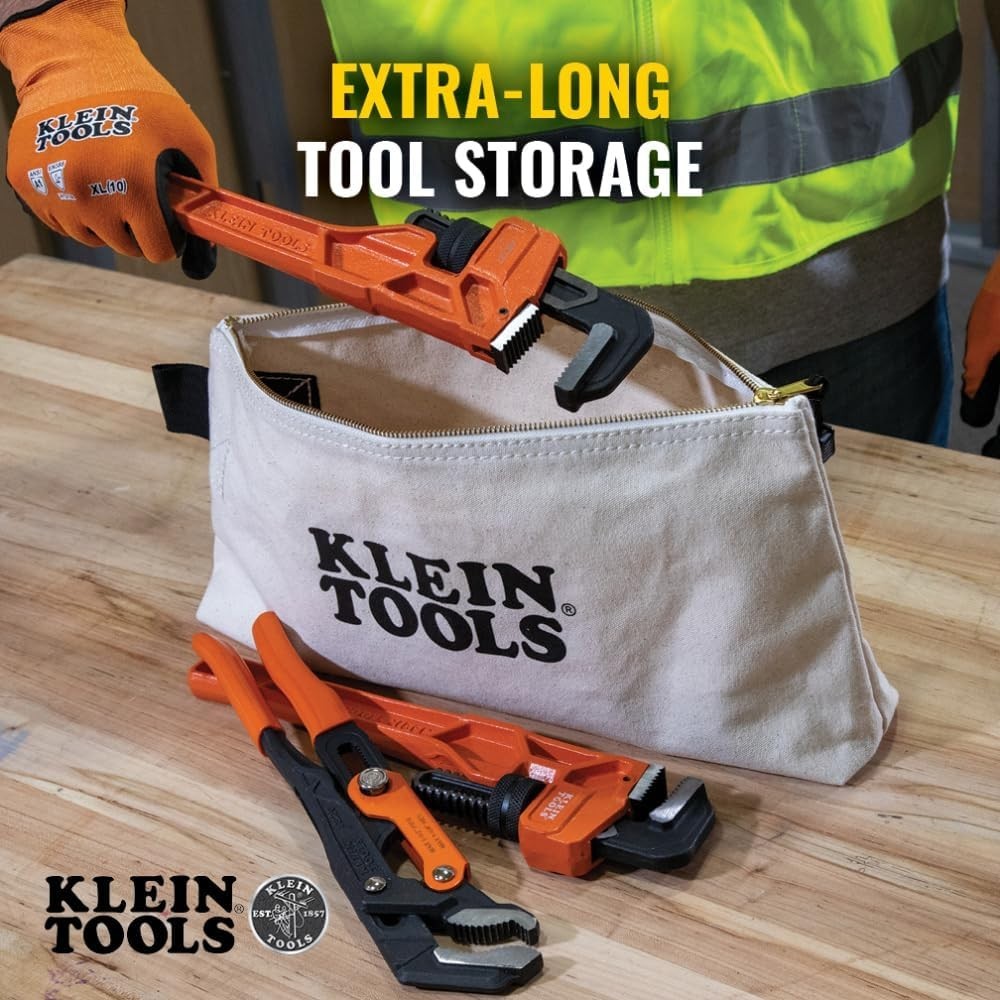 Durable 16-Inch Zipper Tool Pouch – Heavy-Duty with Stand-Up Bottom & Webbed Tab