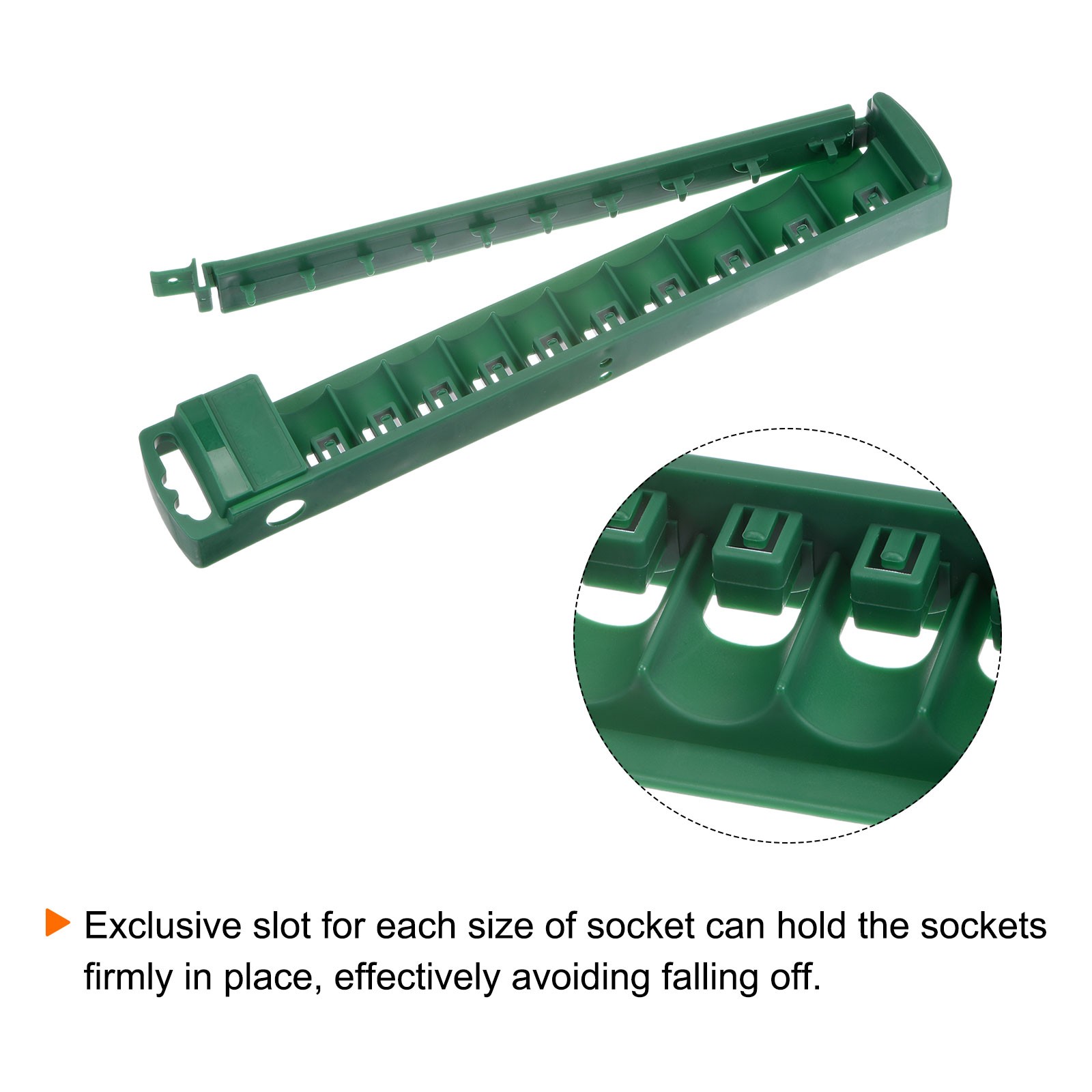 Socket Organizer 1/2″ Drive 10 Slots Portable Shallow Socket Clip Rail Holder
