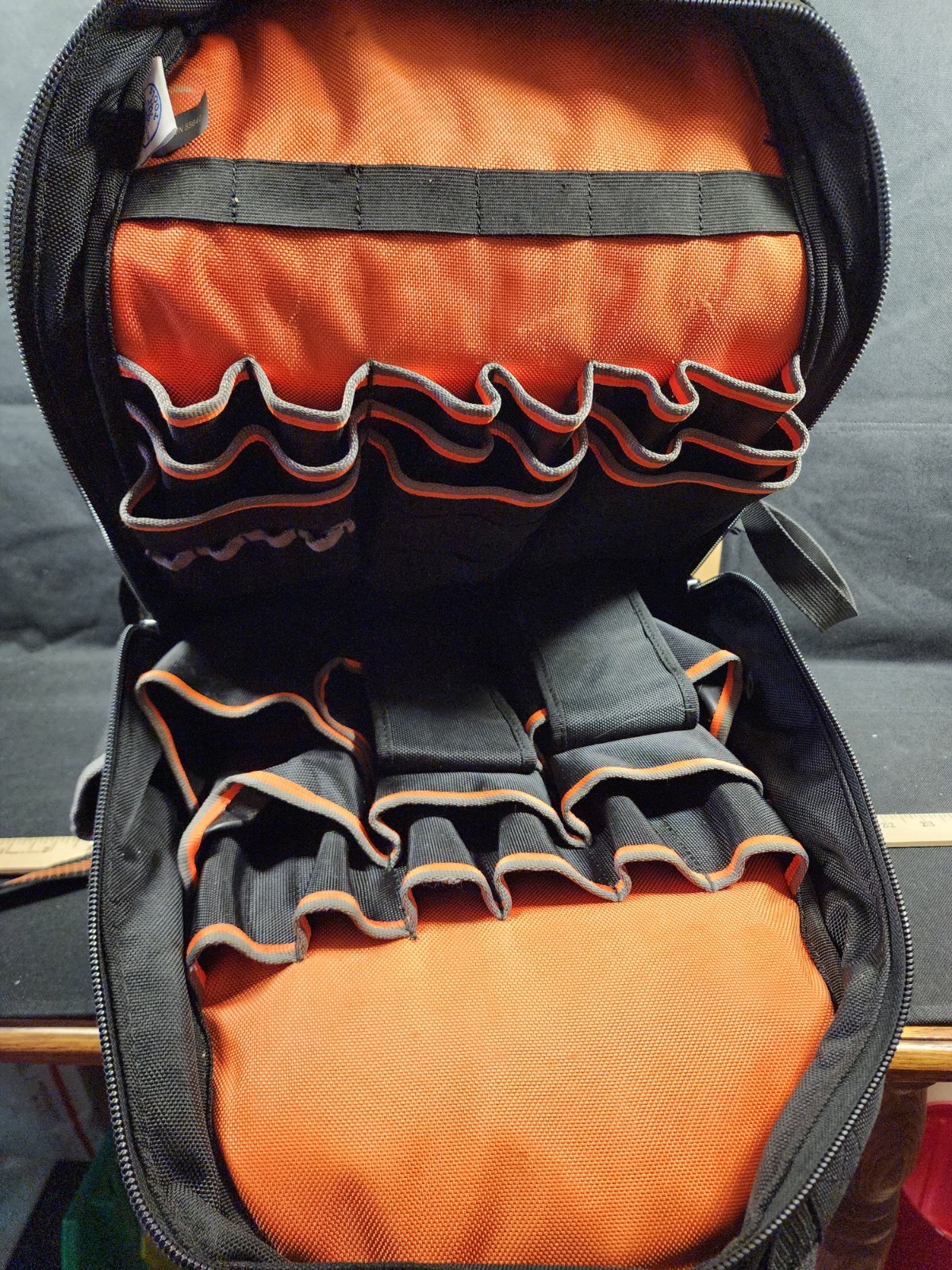 Klein Tools Heavy-Duty Tradesman Pro Tool Backpack Organizer Black/Orange Used