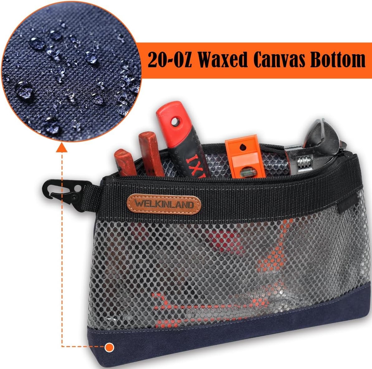 WELKINLAND Waxed Canvas Tool Pouches 12 Inch 4 Pack