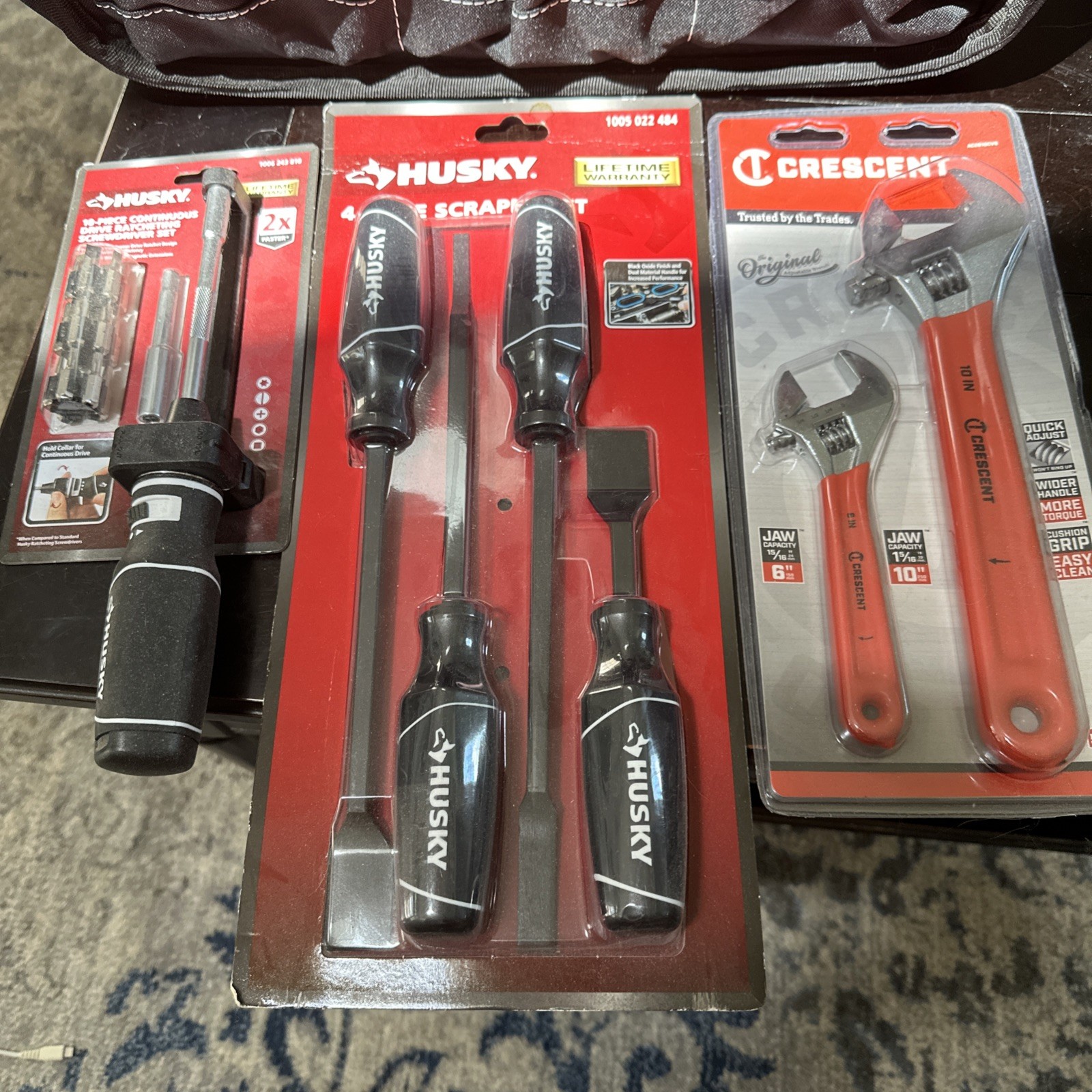 17 in. 18 Pocket Open Top Tool Bag. With Tools Pictured.