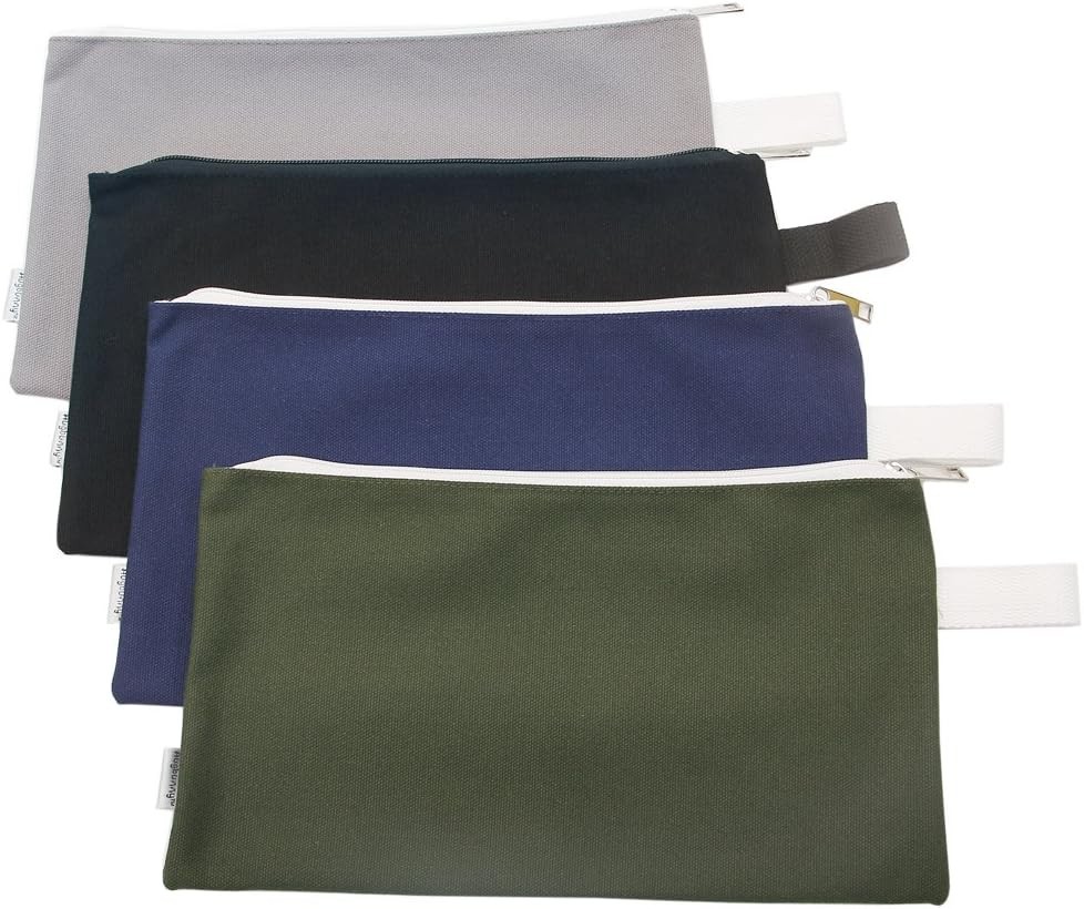 Durable Canvas Tool Organizer Bags – 4-Pack, Secure Zipper Closure, 9.5″x7″