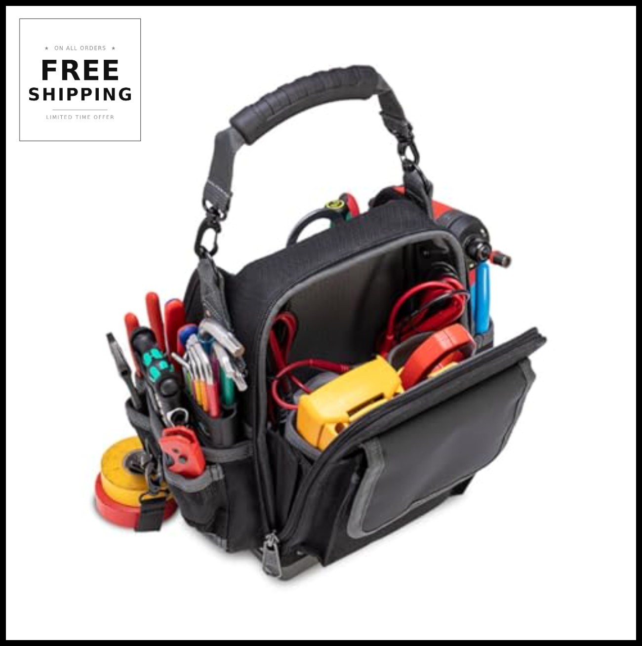 Hybrid Tool Meter Bag 12 Inch 27 Pockets Waterproof Base Clip Tape Holder