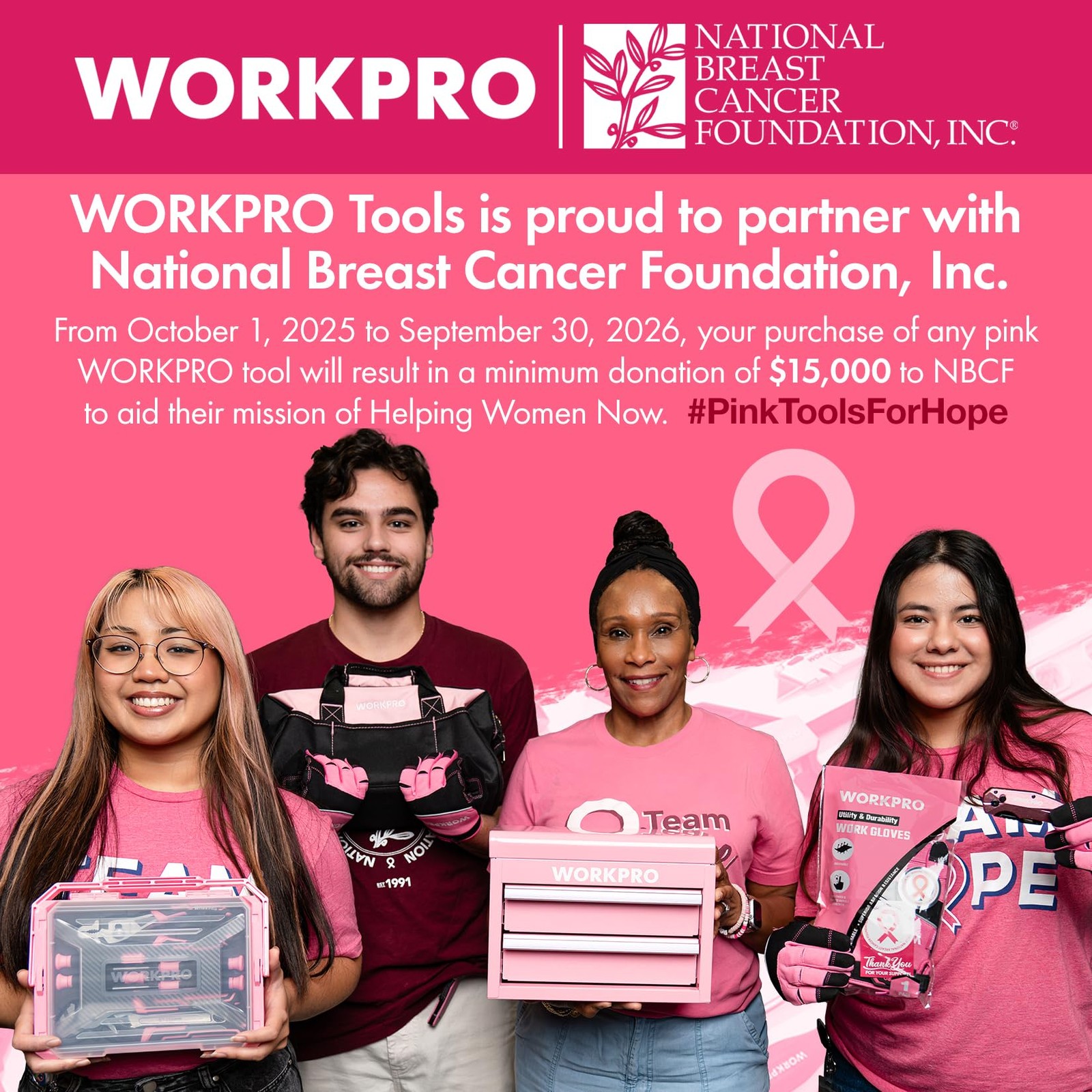 WORKPRO Garden Tool Bag, 10 Pockets and Shoulder 13 x 10 x 12 inches, Pink