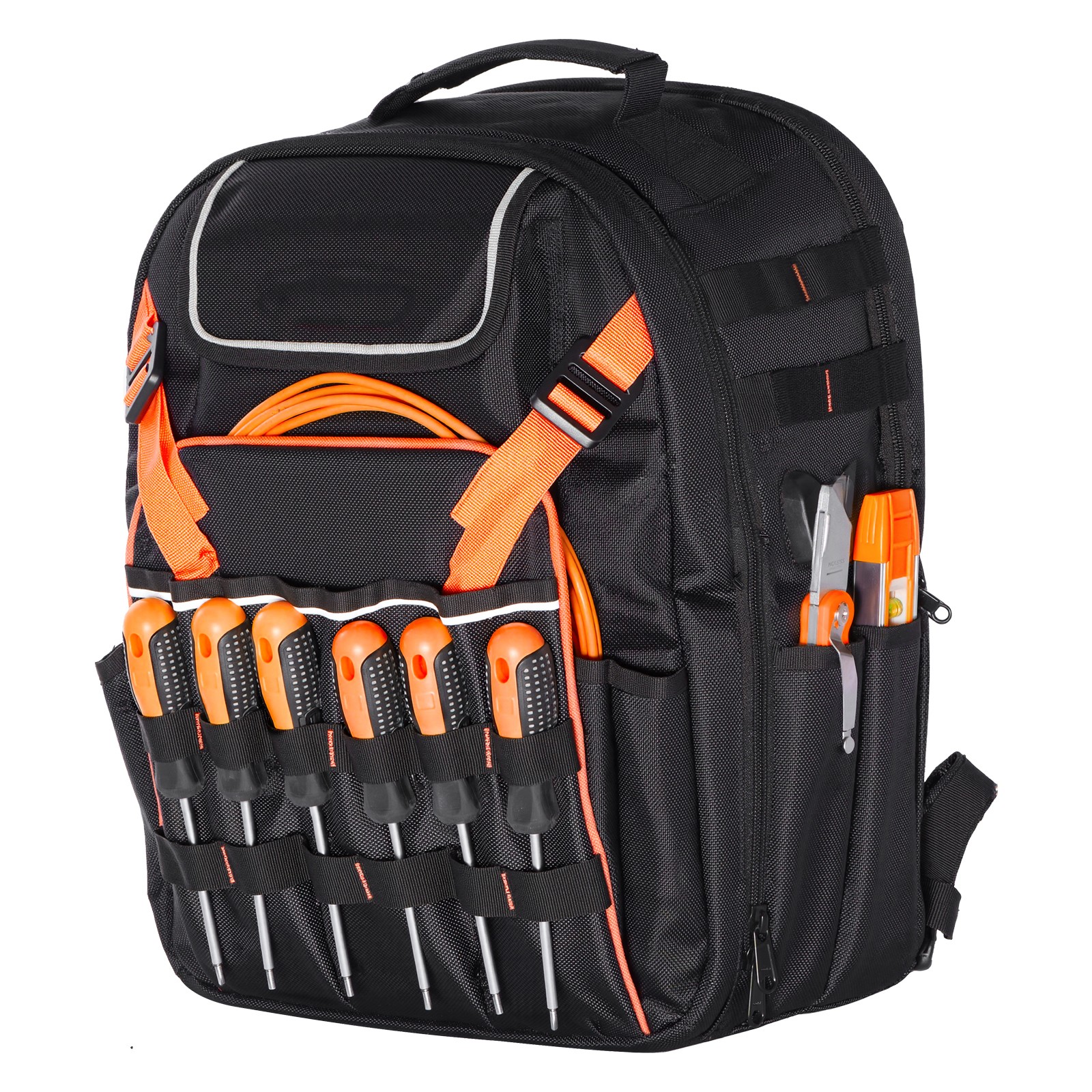 Tool Backpack, 45 Pockets, Heavy-duty Tools Storage Organizer Work Bags Laptop