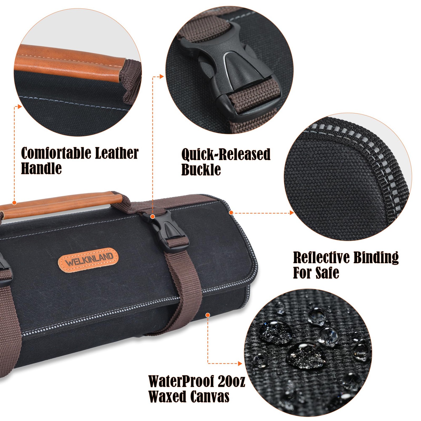 Waxed Canvas Tool Roll 18 Pockets 17″ Heavy-Duty Waterproof – Tool Organizer