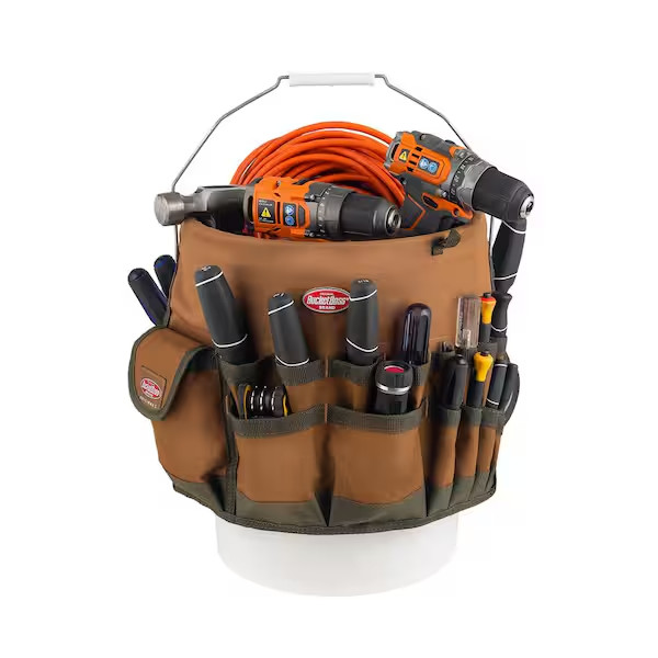 Bucketeer 5 Gal. Bucket Tool Organizer in Brown, 600D poly fabric