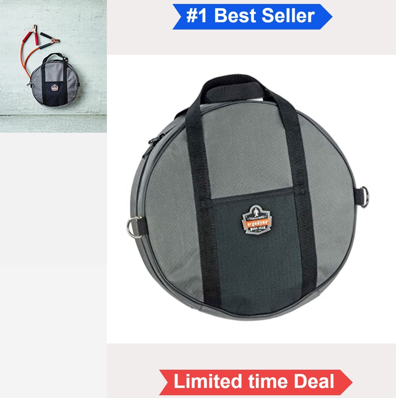Cable Organizer 13.5 Liter Gray Heavy Duty Ballistic Polyester Zipper Jumper