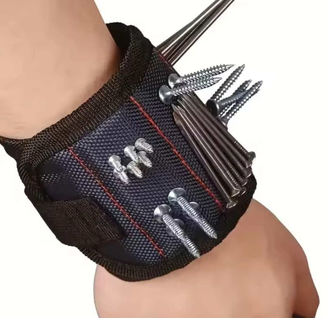 Powerful magnetic tool magnetic wristband – used to secure screws, nails, drill