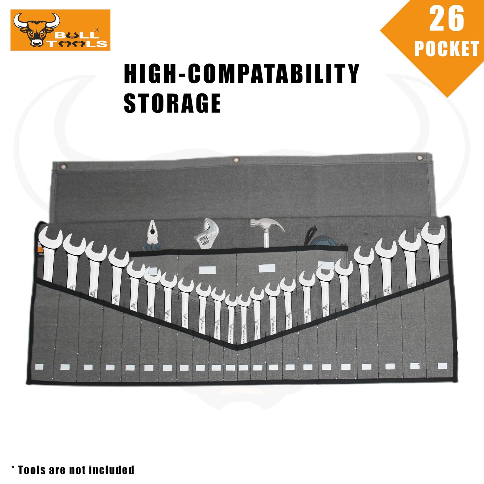 Wrench Roll, 26 Pocket Roll Up Pouch, Metric SAE Cotton Canvas Tool Bag