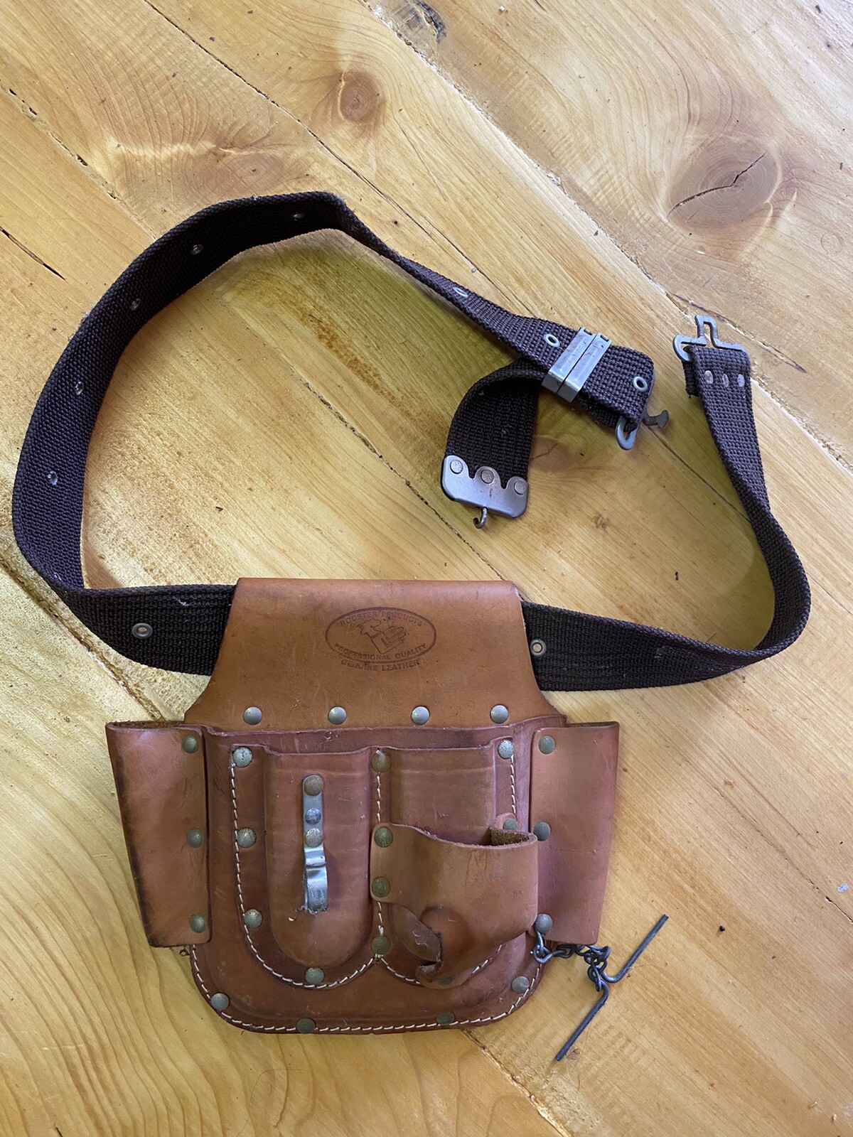 Rooster Leather Tool Belt Heavy Duty Multi Pouch Made in Mexico Adjustable Belt