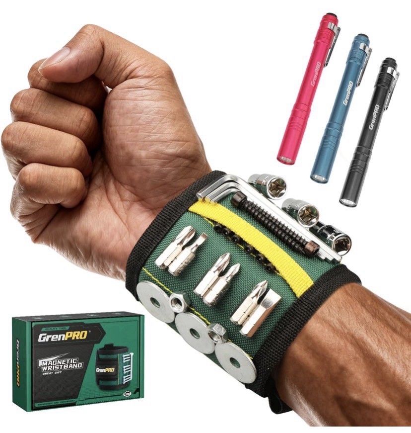 magnetic wristband tool holder With 3 Led Flashlight