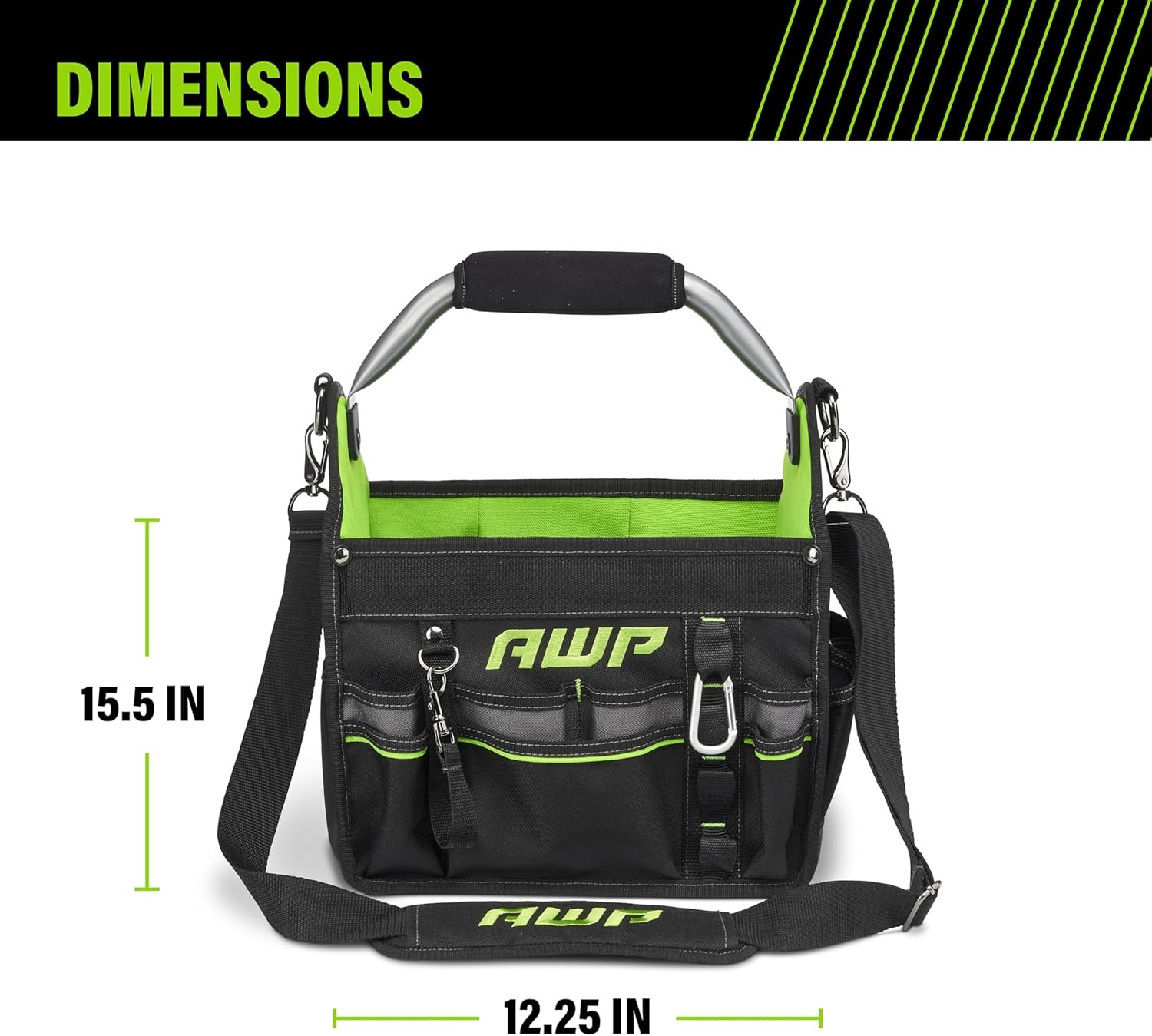 12 Inch Pro Tool Tote with Rotating Handle for Easy Tool Access, Water-Re…