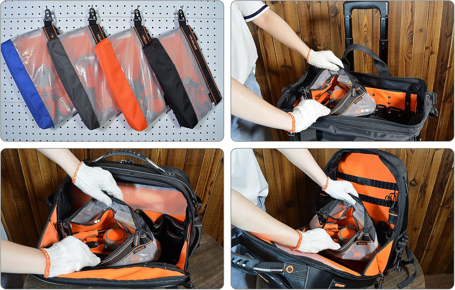 WELKINLAND Clear Tool Pouch, 4PCS Tool Pouches, 13″ Tools Pouch, Zipper Tool Pou