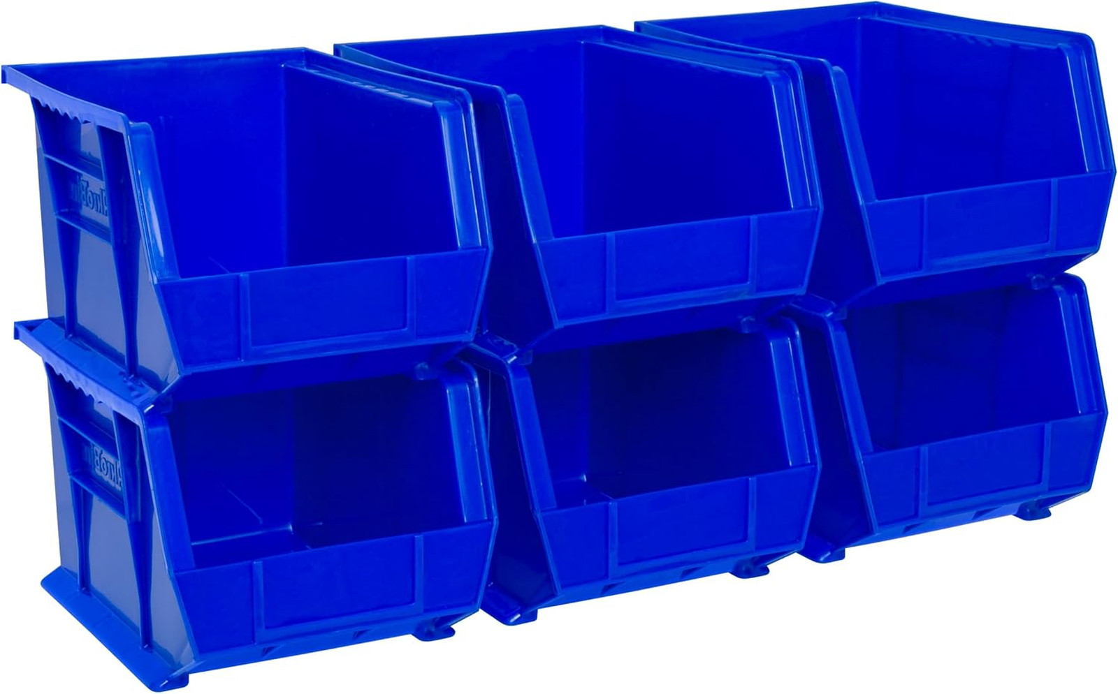Stackable Plastic Storage Bins 11 Inch Blue for Garage Pantry Craft Organization