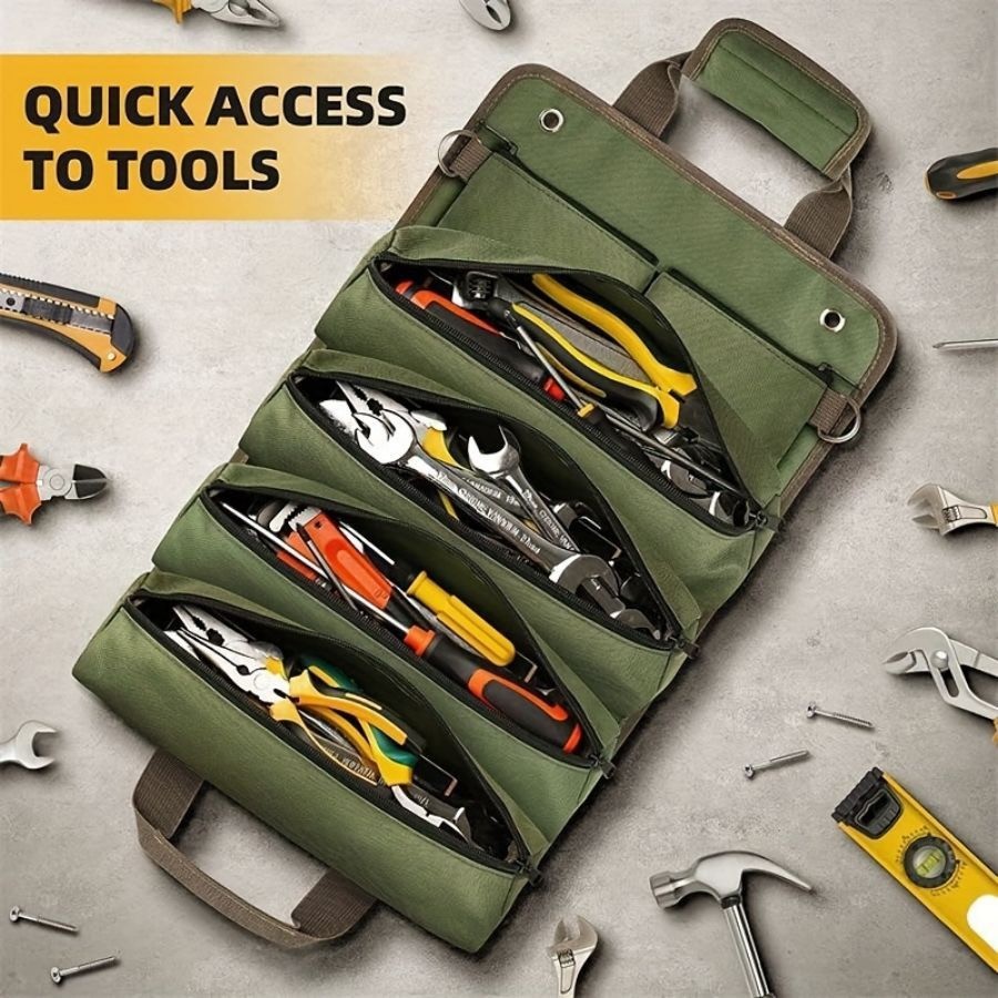Nylon Tool Roll Up Bag Tool Organizer Wrench Roll Storage Pouch Portable