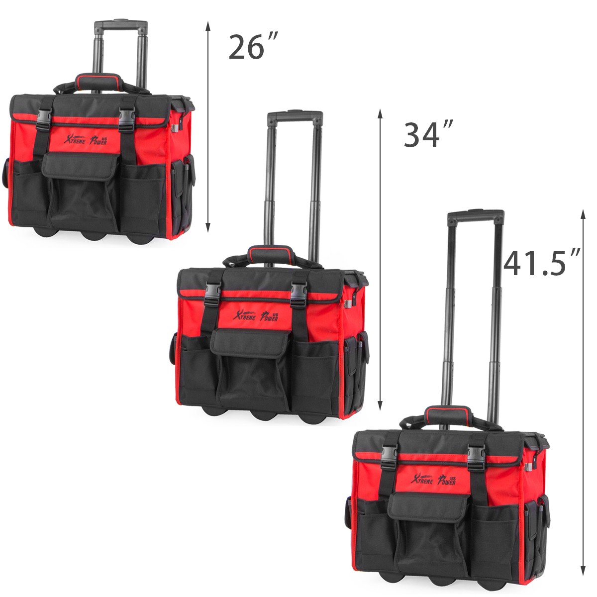 XtremepowerUS Rolling Tool Bag 18″ With Wheels Portable Storage Organizer