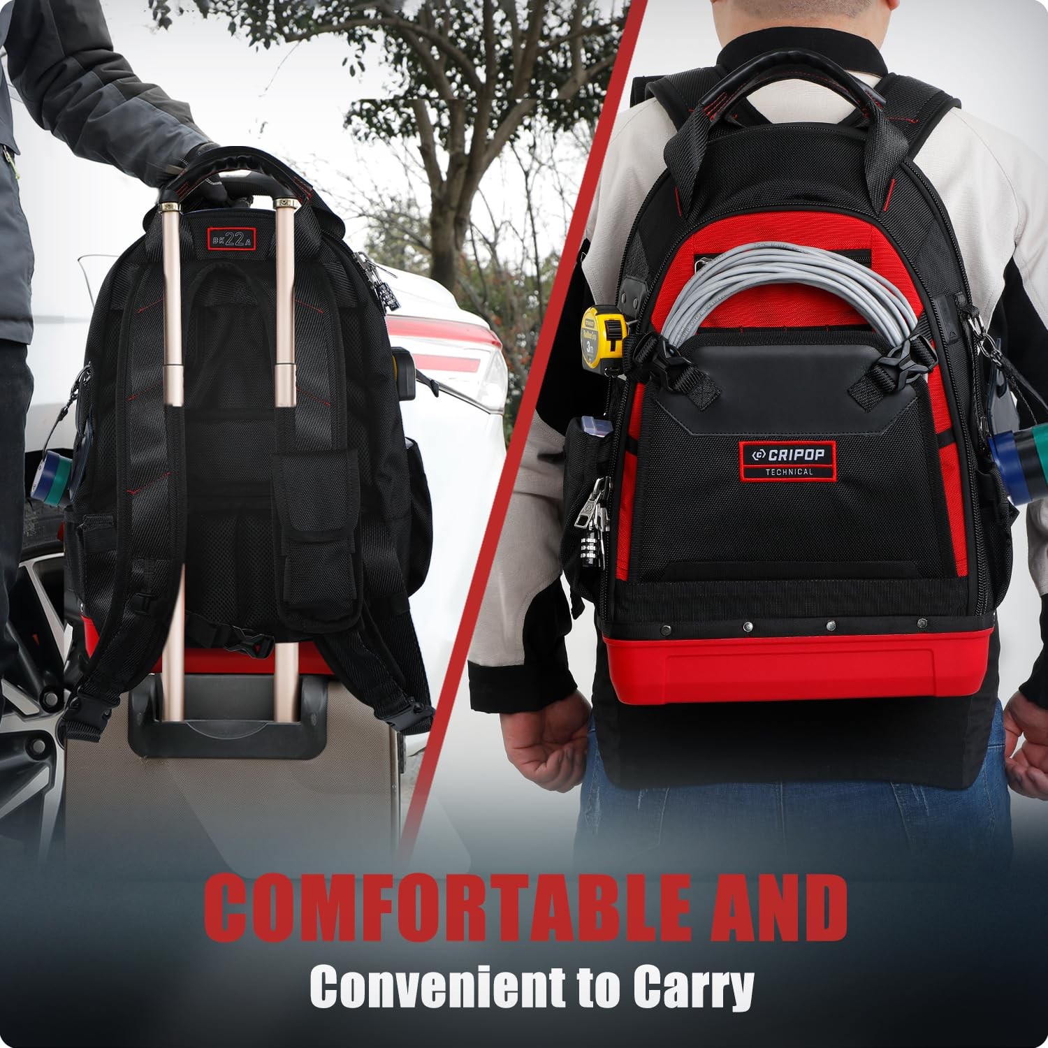 CRIPOP Tool Backpack, Heavy Duty Electrician Backpack with Waterproof Bottom …