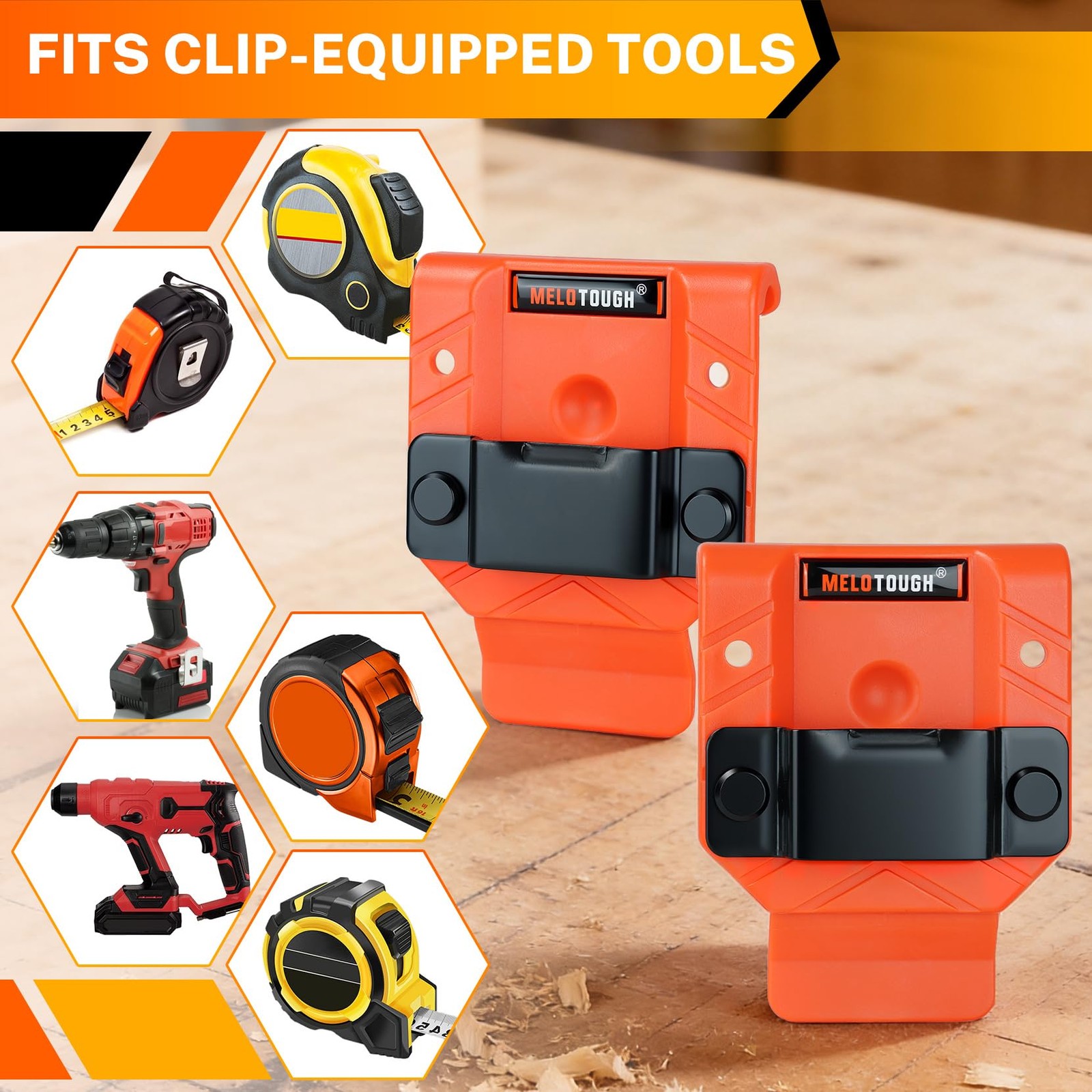 Orange ABS Tape Measure Holder Belt Holster RivetReinforced Fits 2.7″ Clip
