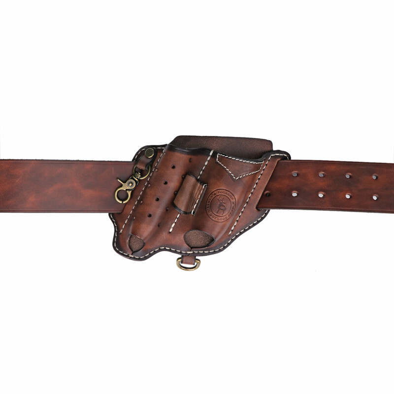 Leather Camping EDC Multitool Pouch Flashlight Holder Knife Belt Holster-TOURBON