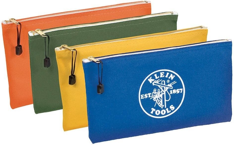 Klein Tools 5140 Canvas Zipper Bag, Tool Pouch, Bank Deposit Utility Bag, 12.5