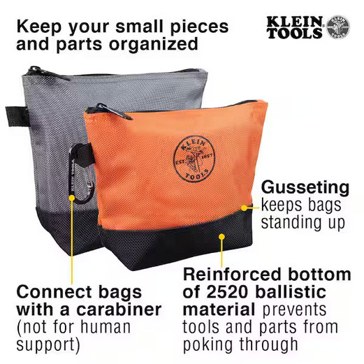 Klein Tools 9 in. Stand-Up Zipper Tool Bag (2-Pack)