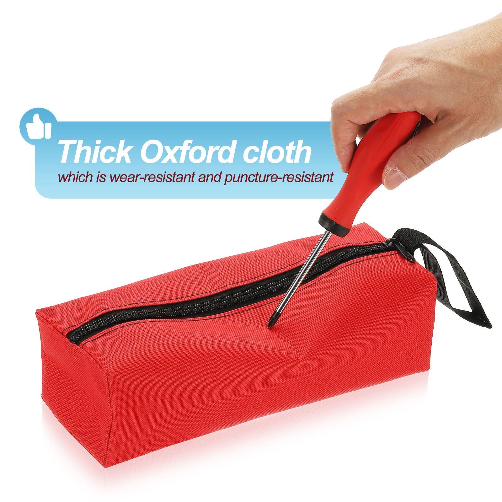 2pcs Zipper Utility Tool Bag 11.8x4x4 Inch Multi-purpose Tote Bag Red