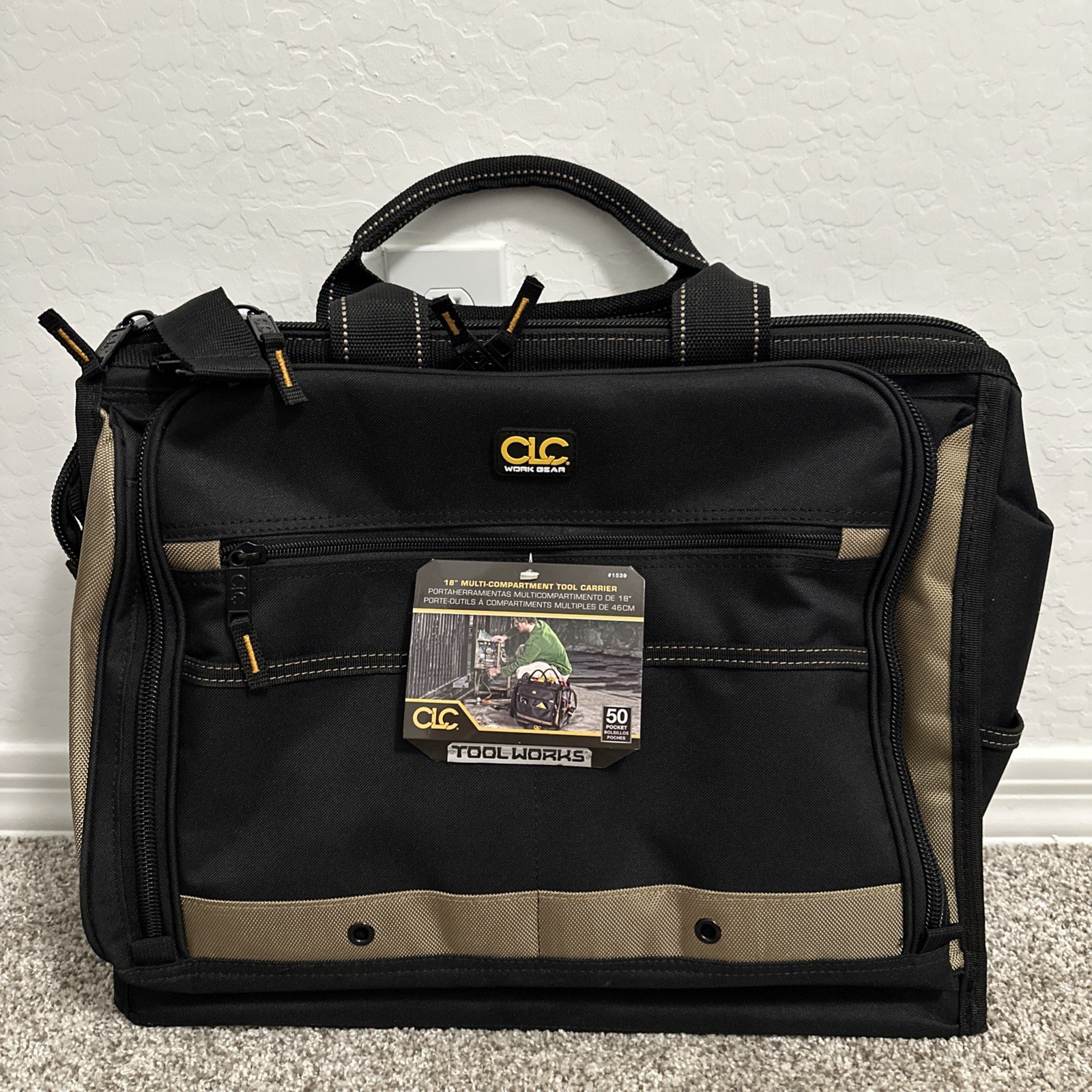 CLC 1539 50 Pocket Large 18″ Multi-Compartment Tool Bag Carrier Shoulder Strap