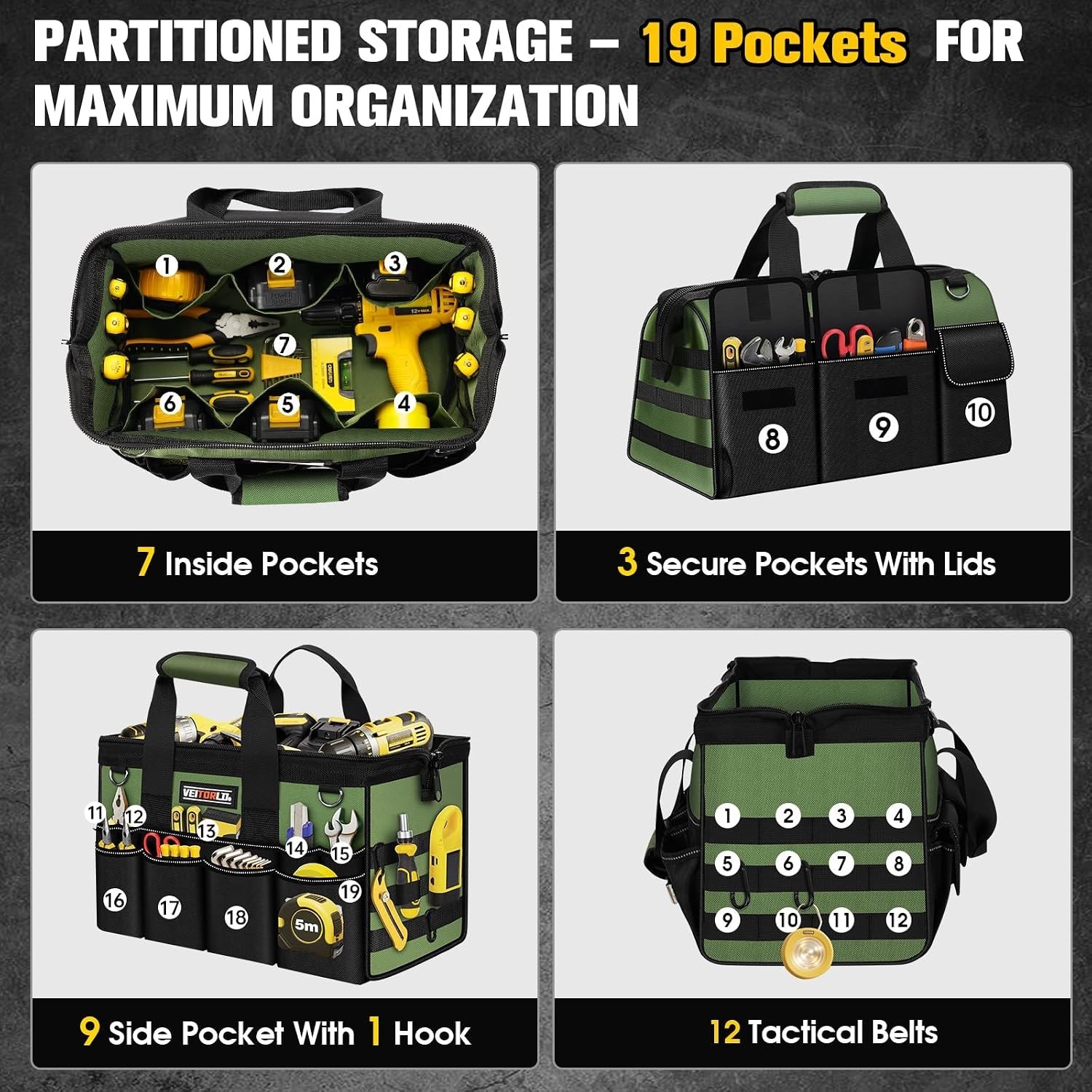 Wide Mouth Electrician Toolbox – 16-Inch Heavy Duty Organizer for Easy Access