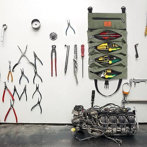 Multipurpose Roll Up Tool Bag Wrench Pouch Tool Carrier Tote with Zipper
