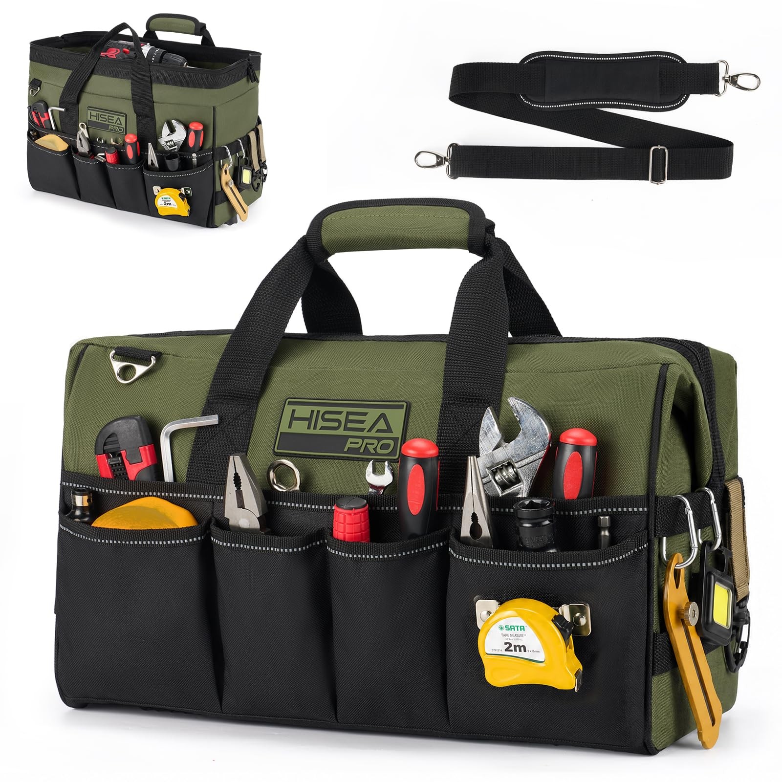 HISEA Heavy Duty Tool Bag 20 Pockets, 16Inch Portable Tool Box Organizer