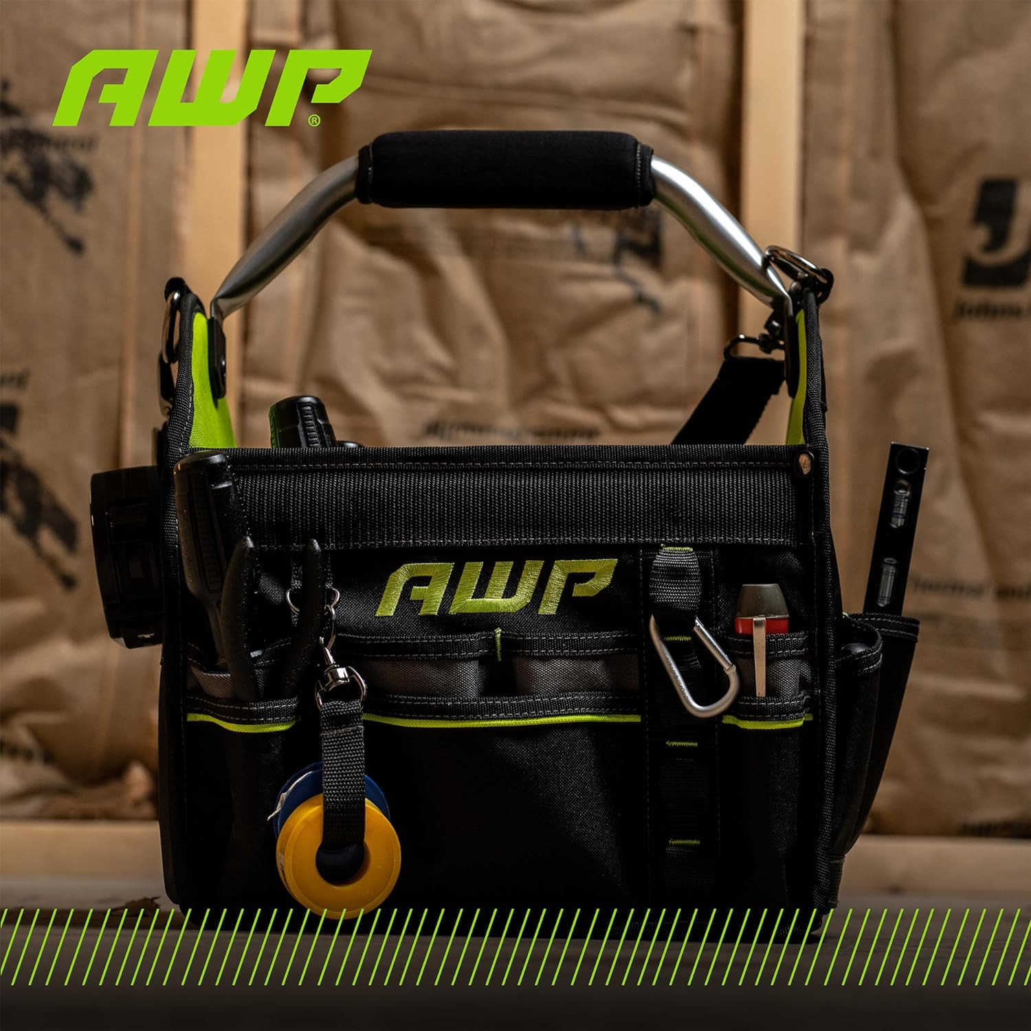 12 Inch Pro Tool Tote with Rotating Handle for Easy Tool Access, Water-Resistant