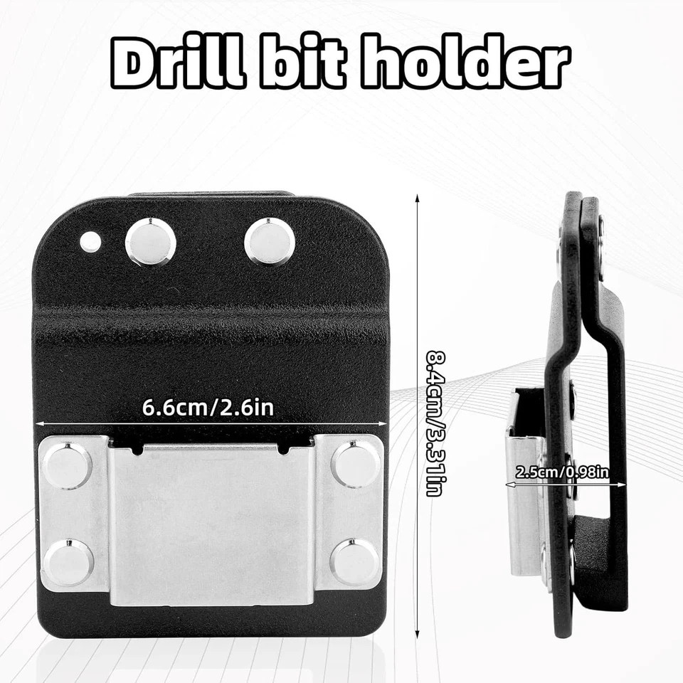 Drill Bit Holder for Tool Belt, Quick Grab or Hanging Tape Measure Belt Clip Sui