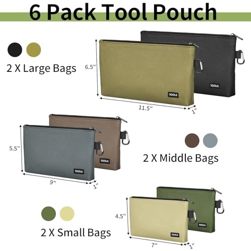 COIDEA 6 Pack Zipper Pouch Tool Bag Storage Organizer