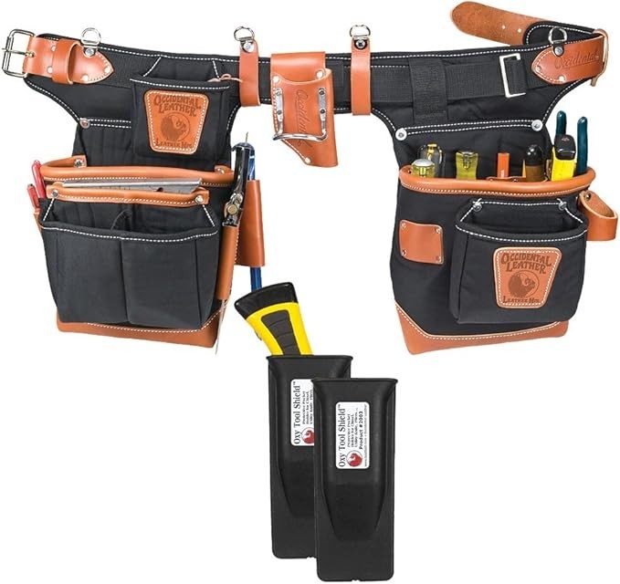 Occidental Leather 9850 Adjust-to-Fit Fat Lip Tool Belt Set Black Bundle w/ (2)