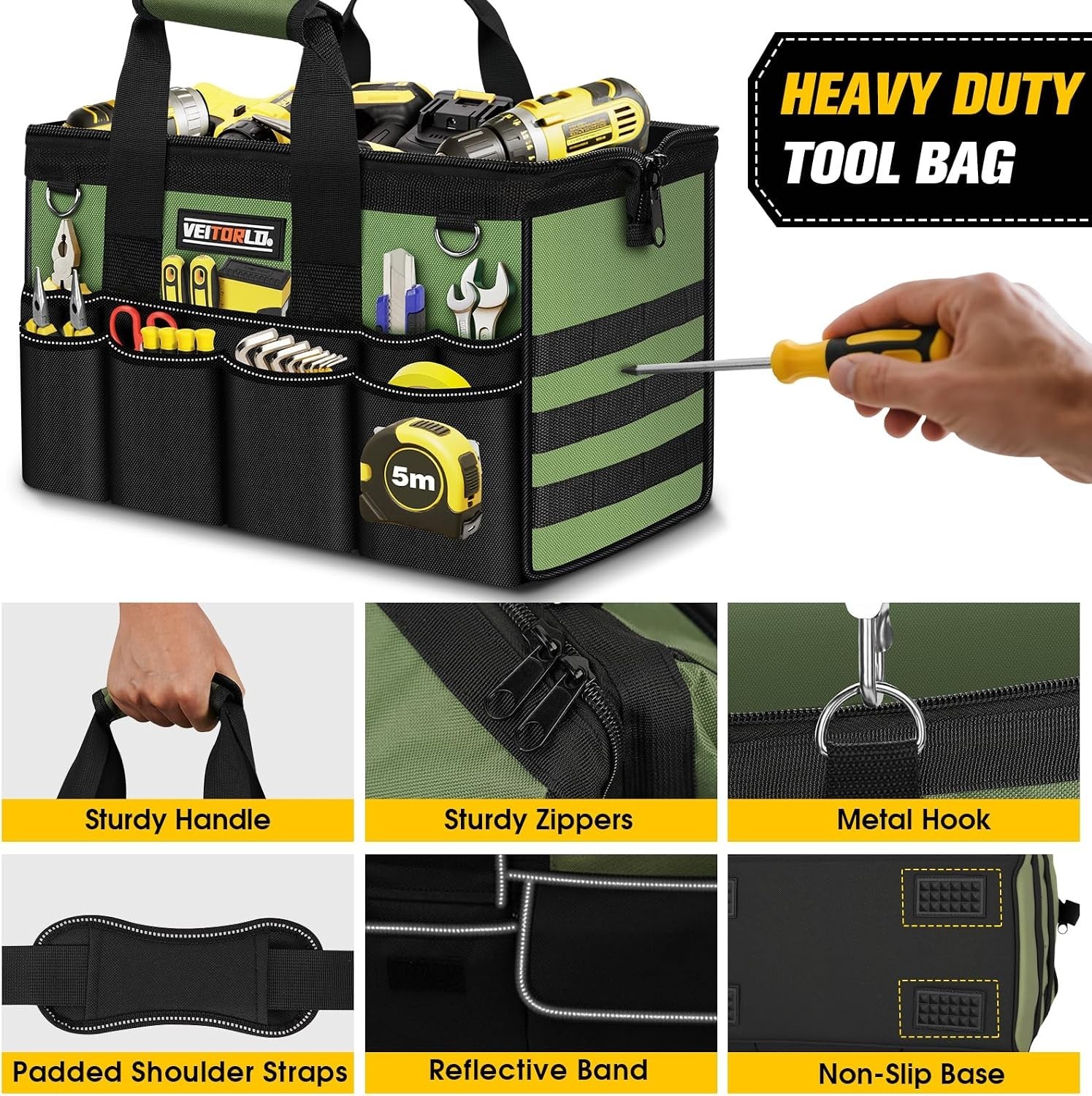 Wide Mouth Electrician Toolbox – 16-Inch Heavy Duty Organizer for Easy Access