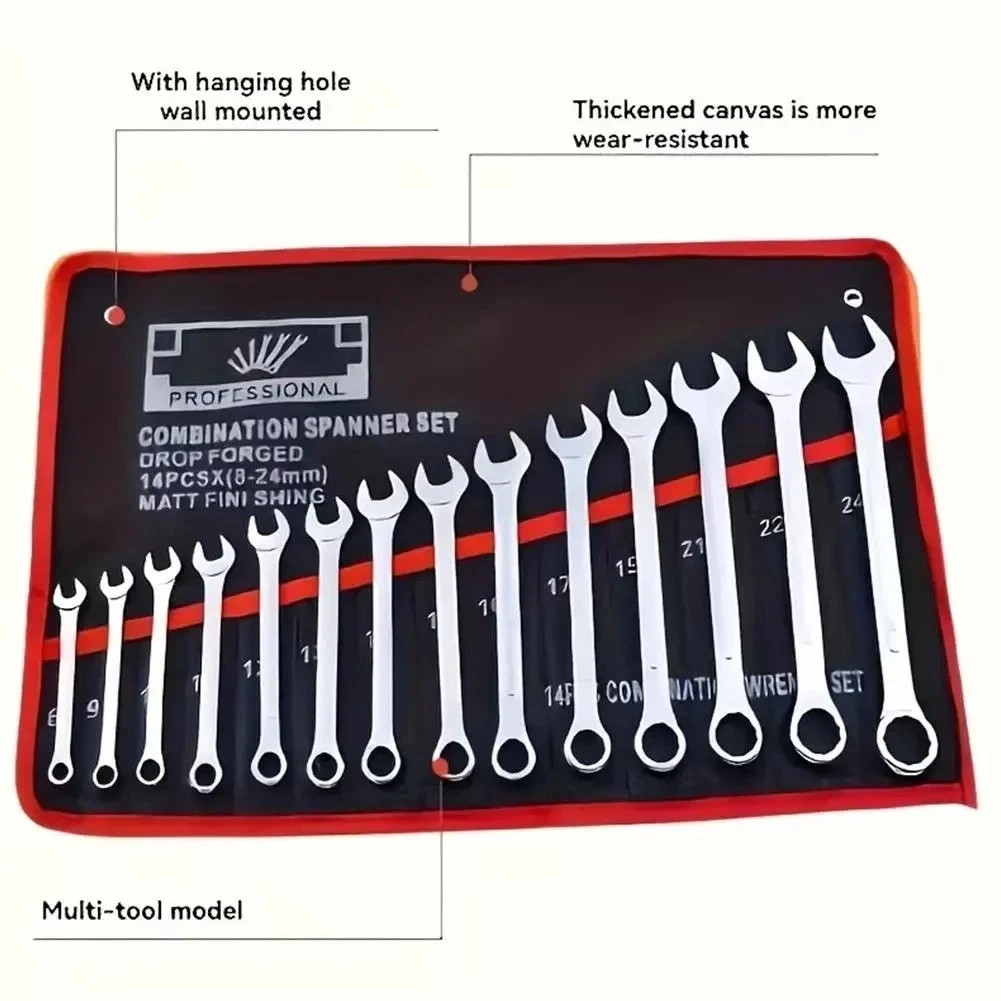 Wrench Roll Organizer 14 Pockets Wrench Pouch Roll up with Water Proof Oxford