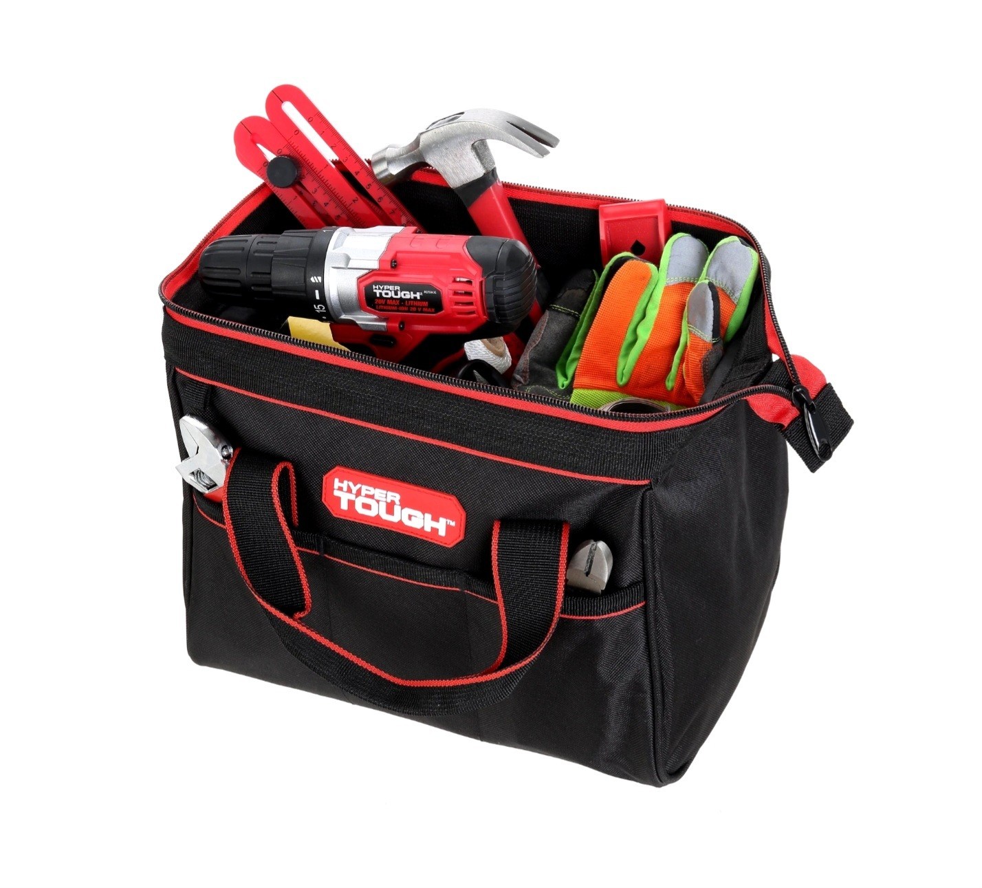 HYPER TOUGH Tool Bag, 12 Inch, 3 Pockets, USA