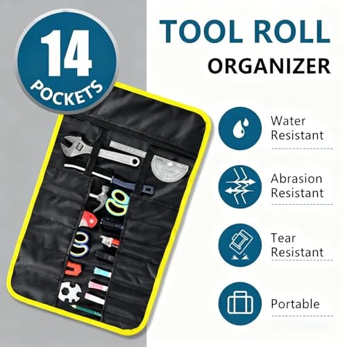 Heavy-Duty Oxford Fabric Tool Roll Organizer – Roll Up Tool Bag