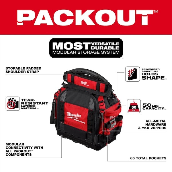 Milwaukee Tool 48-22-8316 Packout 15″ Structured Tool Bag