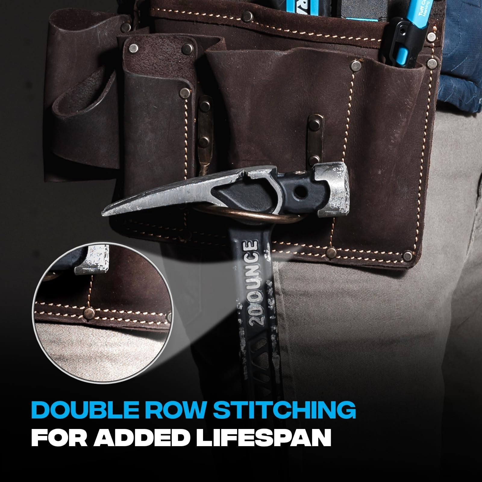 Ox Pro Full Grain Leather Tool Pouches – Made with Double Stitching and Rivet…
