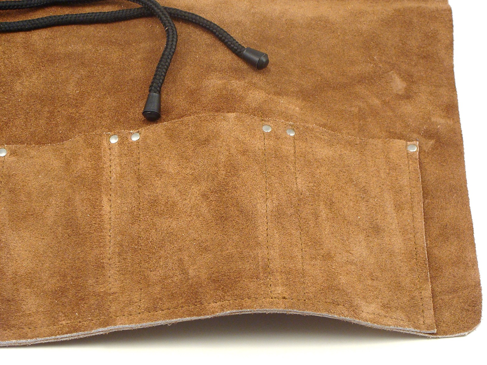 7-Pocket Suede Leather Tool Roll Up Bag – Leather Tool Organizer for Wood Car…