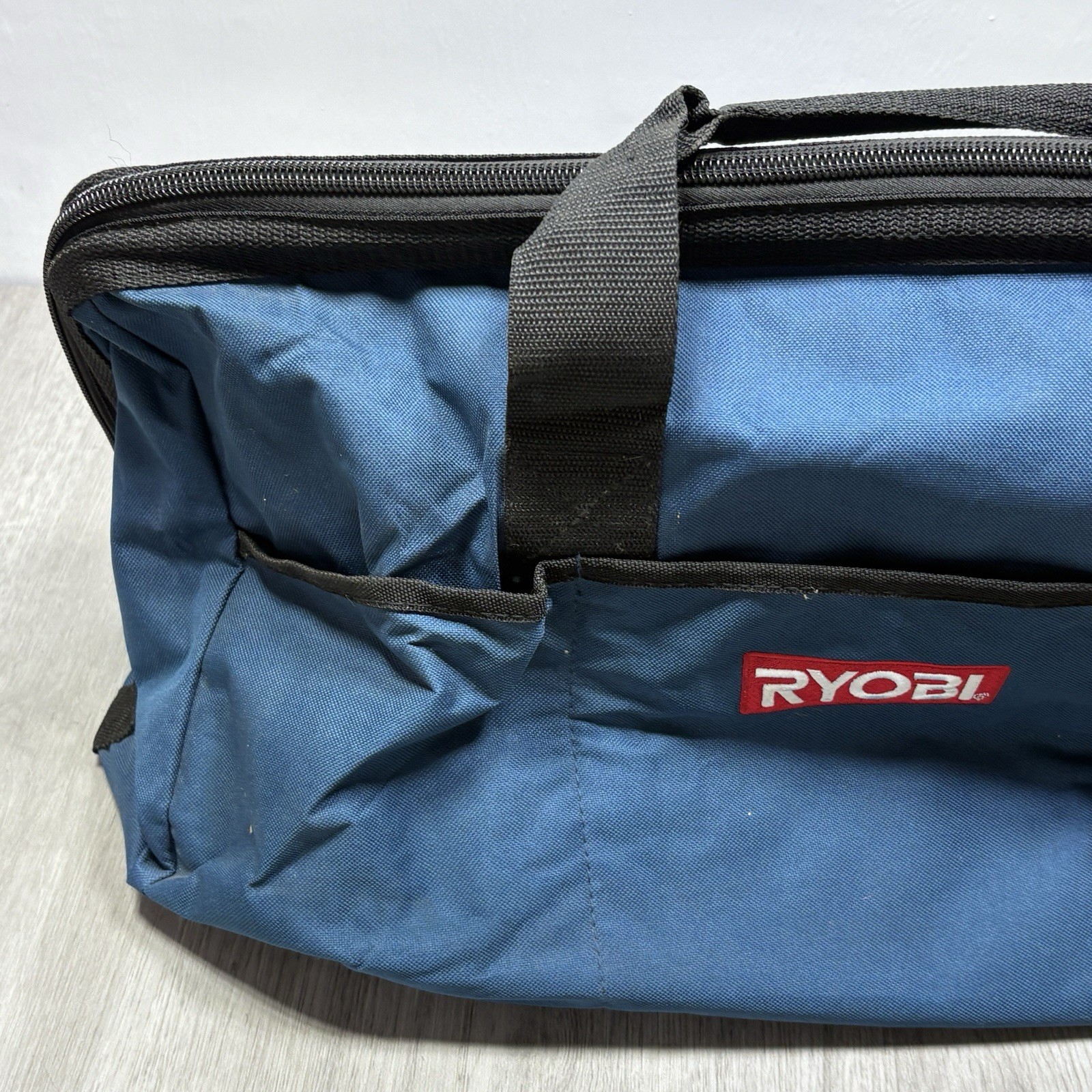 Ryobi Tool Bag 22x14x12 ” Large Blue Zippered Canvas Tool Bag Carry Storage Case